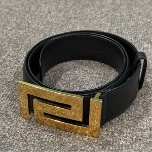 Versace Greca Black Leather Belt